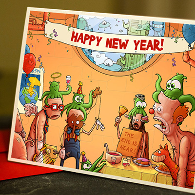 New Years Party Card Illustration Print